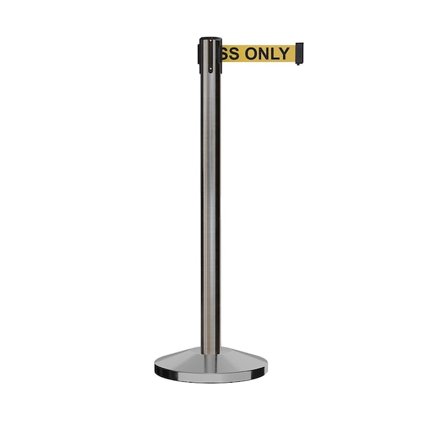 Montour Line Stanchion Belt Barrier Sat.Steel Post 13ft. Auth.Belt ES400-SS-AUTHYB-130 - main